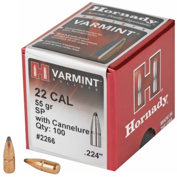 Hornady, Varmint Soft Point, 22 Cal, 100 Count, 55Gr