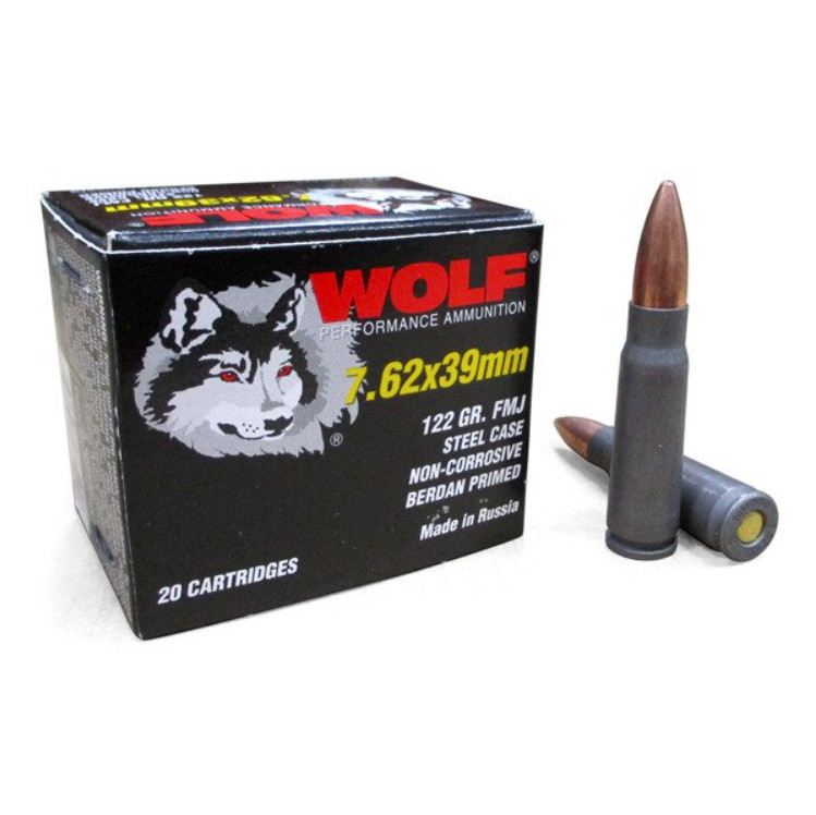WOLF AMMO 7.62x39 122gr FMJ 20/bx 50/cs